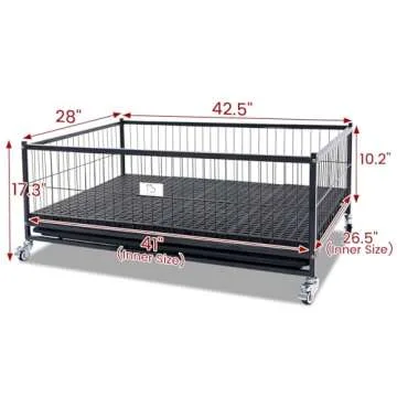 Homey Pet 43" Dog Whelping Box for Puppies, Metal Design with Washable Floor and Mobility Features