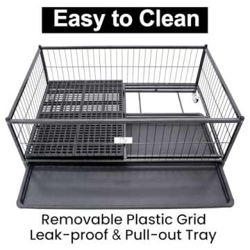 Homey Pet 43" Dog Whelping Box for Puppies, Metal Whelping Box for Small Breed Dogs with Washable Plastic Floor, Removable Tray and Lockable Wheels