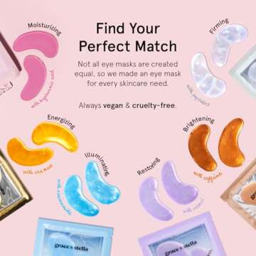 grace & stella Under Eye Patches with Peptides & Rice Extract - Firming Eye Masks for Dark Circles and Puffiness - Iridescent Eye Mask Patches for Firmer-Looking Skin - Vegan, Cruelty-Free, 24 Pairs