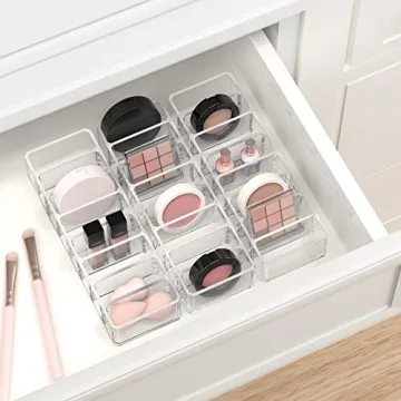HBlife Makeup Organizer with 8 Clear Compartment Spaces