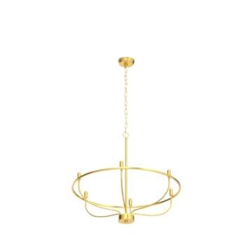 FookChak 6 Light Gold Chandelier, Brushed Gold Light Fixture Dining Table Candle Brass Chandelier Lighting for Bedroom Hallway Entryway Living Room Kitchen 28.5in