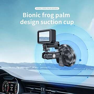 TELESIN Car Mount Suction Cup with Phone Holder for Action Cameras & Smartphones