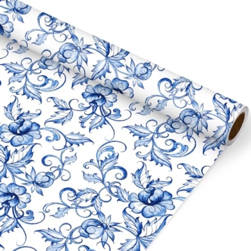 Elegant Blue White Floral Wrapping Paper for All Occasions
