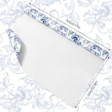 Elegant Blue White Floral Wrapping Paper for All Occasions