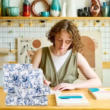 Elegant Blue White Floral Wrapping Paper for All Occasions