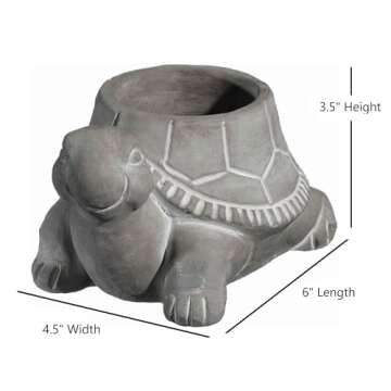 Classic Home and Garden Cement Buddies Indoor Outdoor Planter with Drainage Hole, Turtle, Natural Gray, Small, 6in