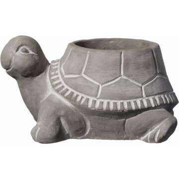 Classic Home and Garden Cement Buddies Indoor Outdoor Planter with Drainage Hole, Turtle, Natural Gray, Small, 6in