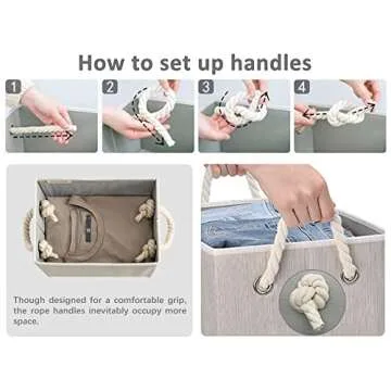 StorageWorks Decorative Storage Bins, Closet Storage Baskets with Soft Rope Handles, Foldable Storage Boxes for Shelves, Brown & Beige, 3-Pack, 14 ¾" L x 10 ¼" W x 8" H