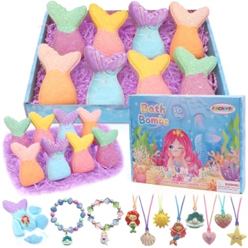 8 PCS Mermaid Bath Bombs for Kids with Surprise Jewelry Inside - Perfect Gift