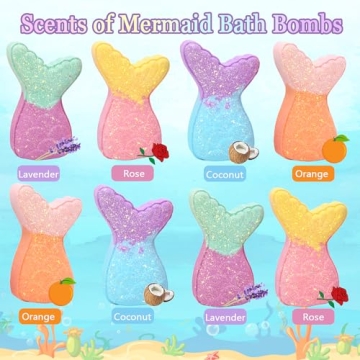 Mermaid Bath Bombs for Kids with Surprise Jewelry Inside
