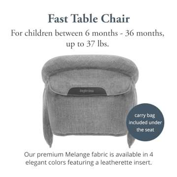 Inglesina Fast Table Chair, Stone Gray Melange - Portable High Chair for Baby & Toddlers 6-36 Months...