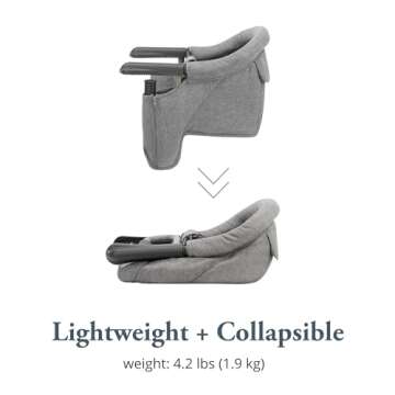 Inglesina Fast Table Chair, Stone Gray Melange - Portable High Chair for Baby & Toddlers 6-36 Months - Fits Tables 0.8'' - 3.5'' - Collapsible and Compact Design Space Saving - Travel Bag Included