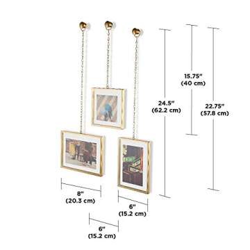 Umbra fotochain photo display, 4" x 6" and 4" x 4", Matte-brass