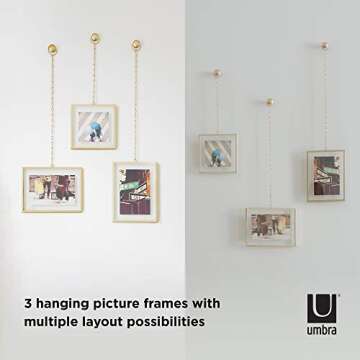 Umbra fotochain photo display, 4" x 6" and 4" x 4", Matte-brass