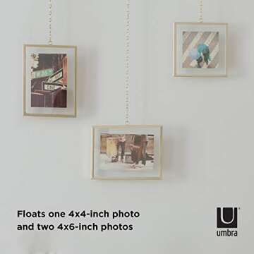 Umbra fotochain photo display, 4" x 6" and 4" x 4", Matte-brass