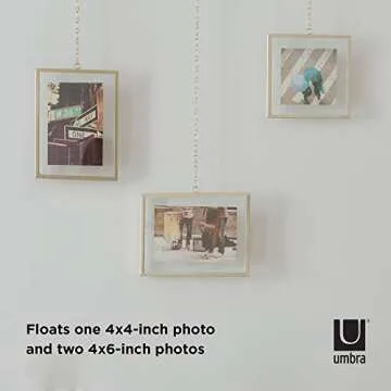 Umbra fotochain photo display, 4" x 6" and 4" x 4", Matte-brass