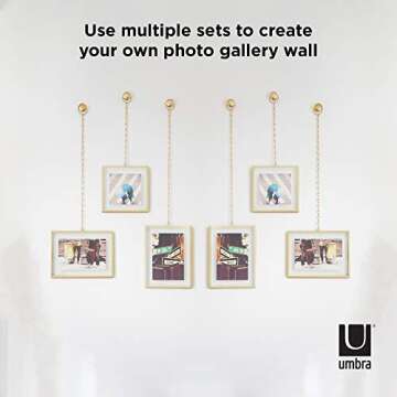 Umbra fotochain photo display, 4" x 6" and 4" x 4", Matte-brass