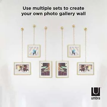 Umbra fotochain photo display, 4" x 6" and 4" x 4", Matte-brass