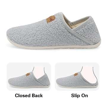 Spesoul Fuzzy House Slippers for Women Men Indoor Closed Back Lightweight Cozy Faux Furry Lining Barefoot House Shoes Slipper Socks for Bedroom Home Office Yoga Outdoor Walking Shoes 8.5-9.5 Women/6.5-7.5 Men