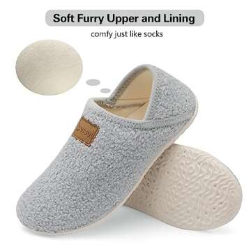 Spesoul Fuzzy House Slippers for Women Men Indoor Closed Back Lightweight Cozy Faux Furry Lining Barefoot House Shoes Slipper Socks for Bedroom Home Office Yoga Outdoor Walking Shoes 8.5-9.5 Women/6.5-7.5 Men
