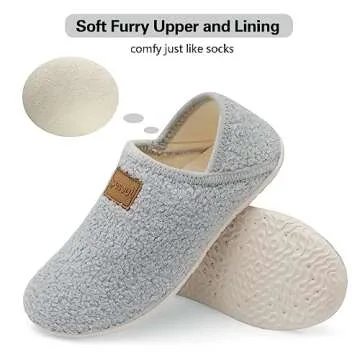 Spesoul Fuzzy House Slippers for Women Men Indoor Closed Back Lightweight Cozy Faux Furry Lining Barefoot House Shoes Slipper Socks for Bedroom Home Office Yoga Outdoor Walking Shoes 8.5-9.5 Women/6.5-7.5 Men