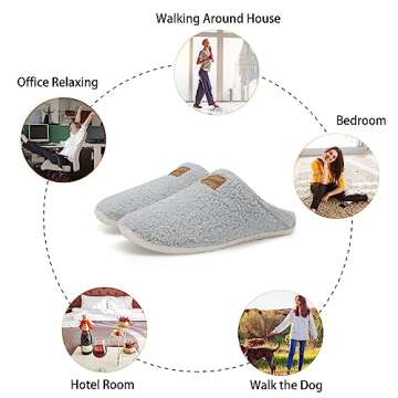 Spesoul Fuzzy House Slippers for Women Men Indoor Closed Back Lightweight Cozy Faux Furry Lining Barefoot House Shoes Slipper Socks for Bedroom Home Office Yoga Outdoor Walking Shoes 8.5-9.5 Women/6.5-7.5 Men
