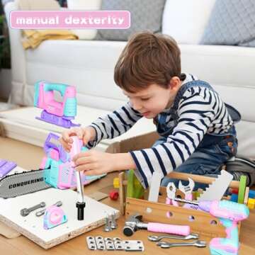 Tool Kit for Kids, 33 pcs Kids Tool Set Toddler Tools Set Includes Toy Chainsaw, Electric Toy Drill, Pretend Play Construction Toys for 3 4 5 6 +Year Old Boys Girls, Best Birthday Gift for Kids