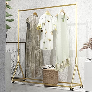 Stylish HOMEKAYT Gold Clothing Rack on Wheels