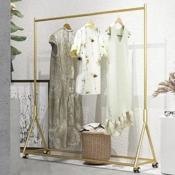 Stylish HOMEKAYT Gold Clothing Rack on Wheels