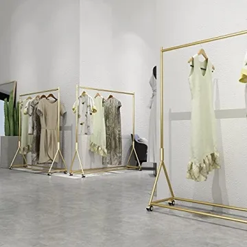 Stylish HOMEKAYT Gold Clothing Rack on Wheels