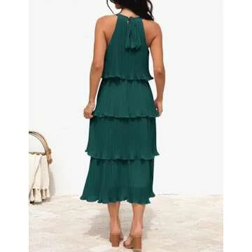 Stylish ZESICA Women's Halter Neck Midi Dress for All Occasions
