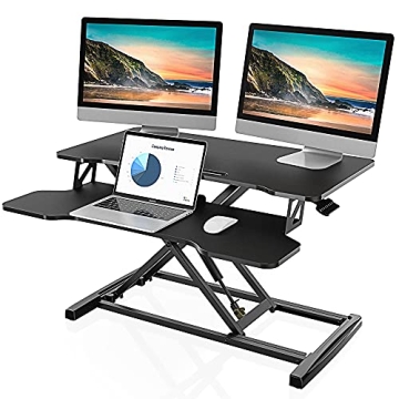 FITUEYES Height Adjustable Standing Desk - 32” Wide Sit to Stand Converter