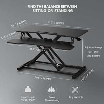 FITUEYES Adjustable Standing Desk for Dual Monitors