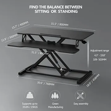 FITUEYES Adjustable Standing Desk for Dual Monitors