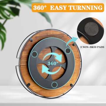 2 Pack of 12 Inch Lazy Susan Organizer - Non-Skid Wood Turntable Organizer for Cabinet, Pantry, Kitchen Countertop, Refrigerator, Spice Rack