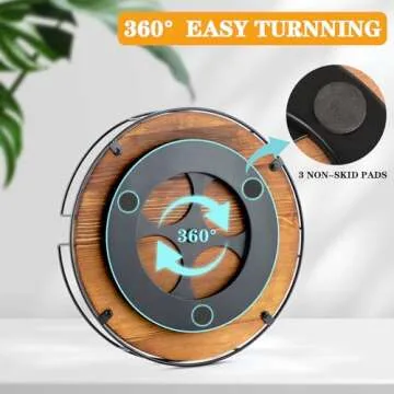 2 Pack of 12 Inch Lazy Susan Organizer - Non-Skid Wood Turntable Organizer for Cabinet, Pantry, Kitchen Countertop, Refrigerator, Spice Rack