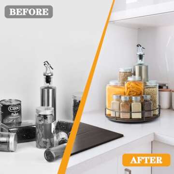 2 Pack of 12 Inch Lazy Susan Organizer - Non-Skid Wood Turntable Organizer for Cabinet, Pantry, Kitchen Countertop, Refrigerator, Spice Rack