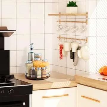 2 Pack of 12 Inch Lazy Susan Organizer - Non-Skid Wood Turntable Organizer for Cabinet, Pantry, Kitchen Countertop, Refrigerator, Spice Rack