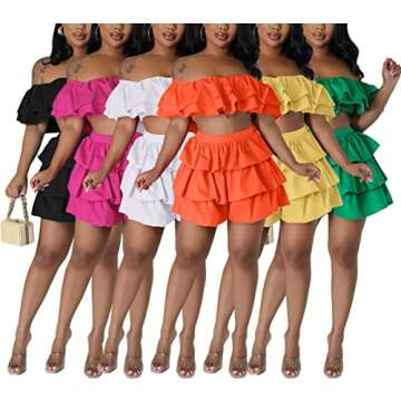 Sexy 2 Piece Crop Top and Skirt Set for Women