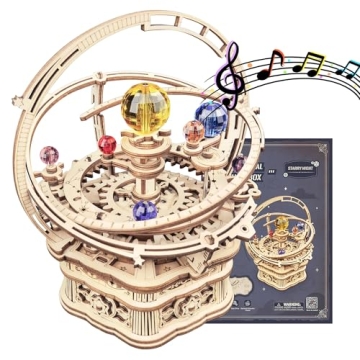 ROKR 3D Puzzles for Adults Orrery Music Box Wooden Model Building Set, DIY Wood Craft Kit Solar Syst...