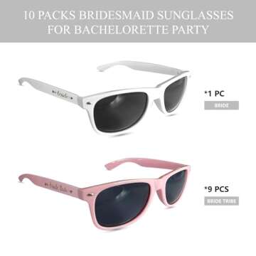 LADY&HOME 10 Pack Bachelorette Party Sunglasses, Bridesmaid and Bride Tribe Sunglasses for Bridal Pa...