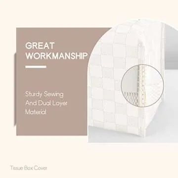 LeCorner Tissue Box Cover, Square Tissue Box Holder, PU Leather Tissue Holders Decorative, Modern Facial Paper Organizer Dispenser for Bathroom Car Office Home Neutral Decor,Grid Pattern 5x5x5''