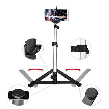ChromLives Photo Copy Stand Pico Projector Stand with Phone Clamp Overhead Phone Mount Phone Stand Mini Tripod Adjustable Tabletop Monopod Stand Compatible with Smart-Phone