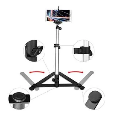 ChromLives Photo Copy Stand Pico Projector Stand with Phone Clamp Overhead Phone Mount Phone Stand Mini Tripod Adjustable Tabletop Monopod Stand Compatible with Smart-Phone