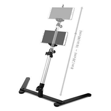 ChromLives Photo Copy Stand Pico Projector Stand with Phone Clamp Overhead Phone Mount Phone Stand Mini Tripod Adjustable Tabletop Monopod Stand Compatible with Smart-Phone