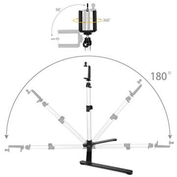 ChromLives Photo Copy Stand Pico Projector Stand with Phone Clamp Overhead Phone Mount Phone Stand Mini Tripod Adjustable Tabletop Monopod Stand Compatible with Smart-Phone