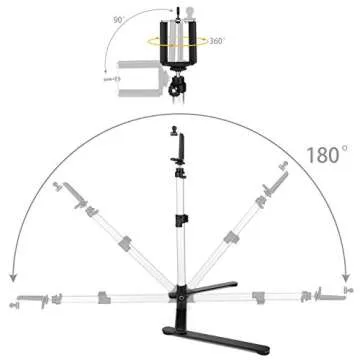 ChromLives Photo Copy Stand Pico Projector Stand with Phone Clamp Overhead Phone Mount Phone Stand Mini Tripod Adjustable Tabletop Monopod Stand Compatible with Smart-Phone