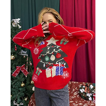 Fashionme Ugly Christmas Sweater for Women, Cozy Holiday Wear