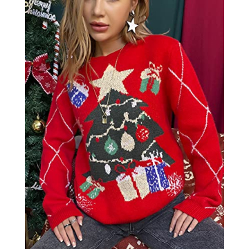 Fashionme Ugly Christmas Sweater for Women, Cozy Holiday Wear