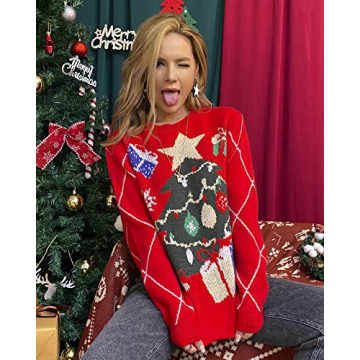 Fashionme Ugly Christmas Sweater for Women, Cozy Holiday Wear